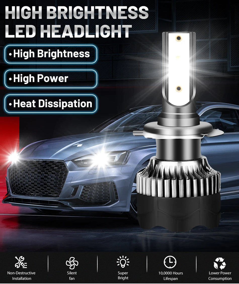 Faro LED H4 5000000LM 4800W LED H7 H1 H11 H8 H9 9005 9006 HB3 HB4 4300K 6500K 8000K PTF bombilla de hielo luces antiniebla automáticas potentes