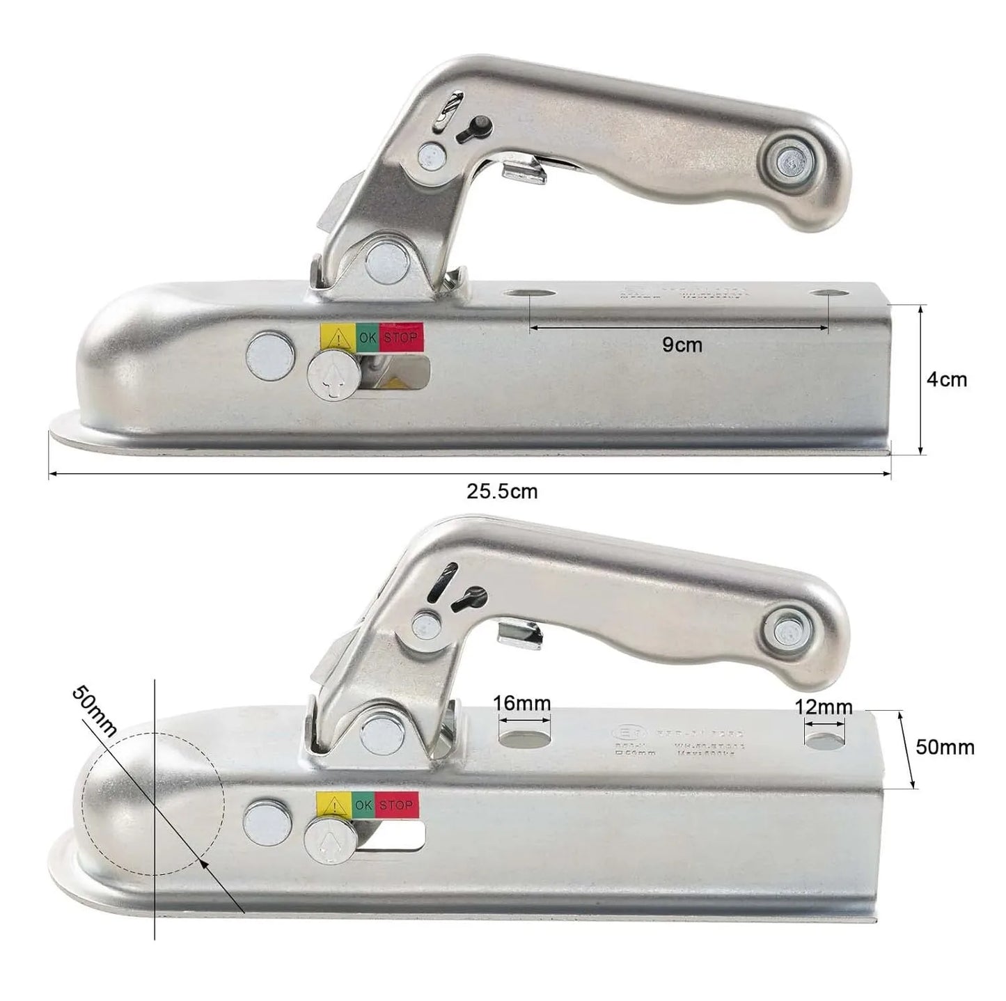 Acoplador de remolque de la UE para enganche de 50mm, bola cuadrada, canal de 60mm, piezas de RV, componentes de caravana, Enganche Remolque 800 kg 60 mm