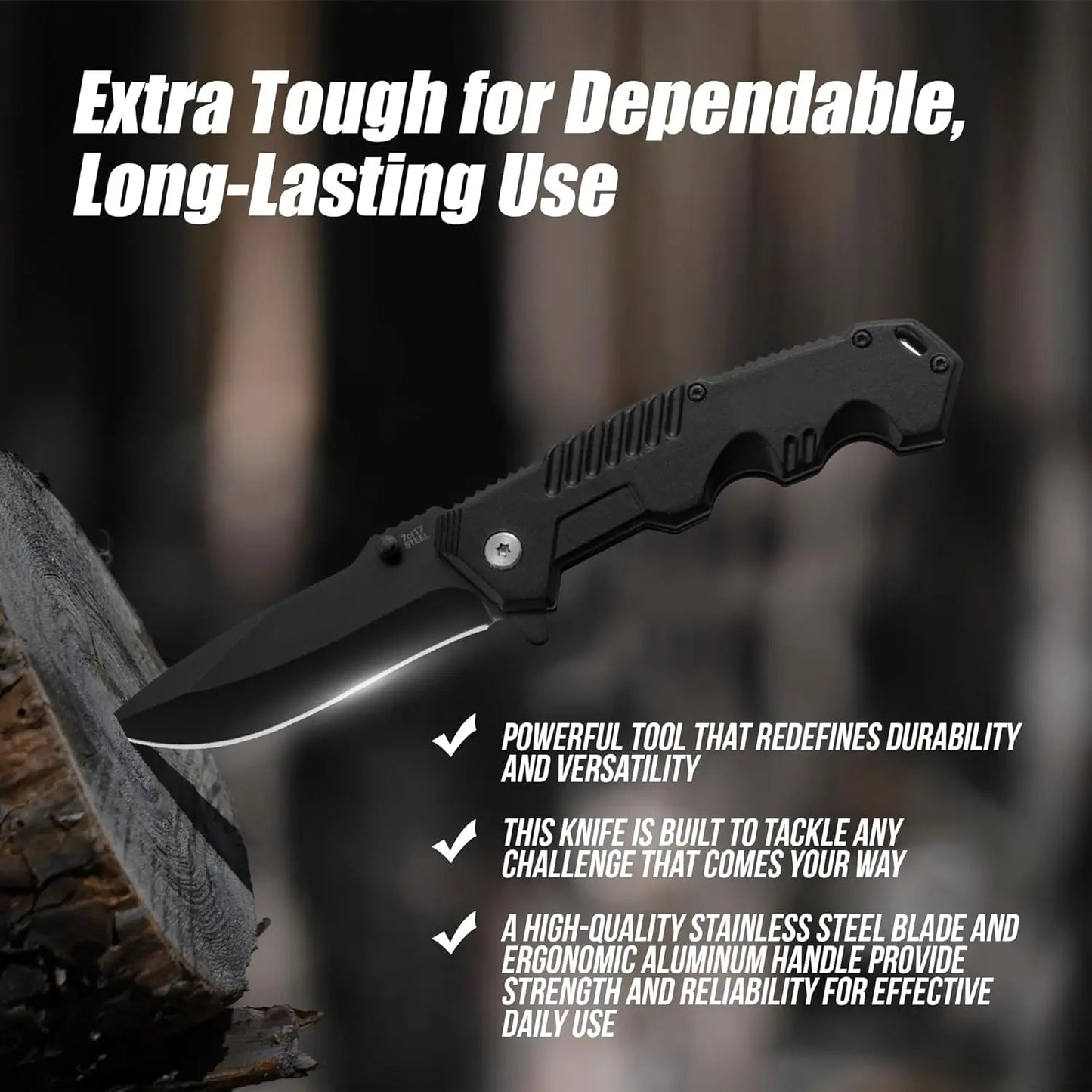 Cuchillo plegable práctico de acero inoxidable, cuchillo plegable de bolsillo EDC adecuado para acampar al aire libre, pescar, supervivencia y cazar