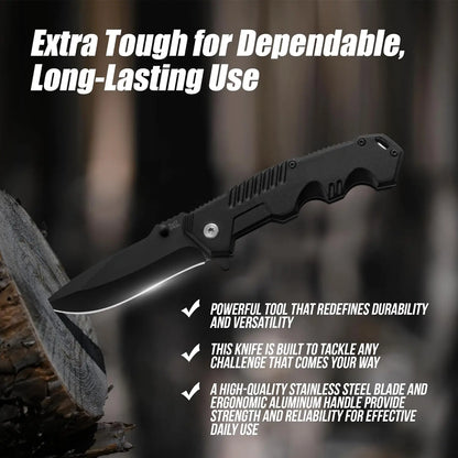 Cuchillo plegable práctico de acero inoxidable, cuchillo plegable de bolsillo EDC adecuado para acampar al aire libre, pescar, supervivencia y cazar