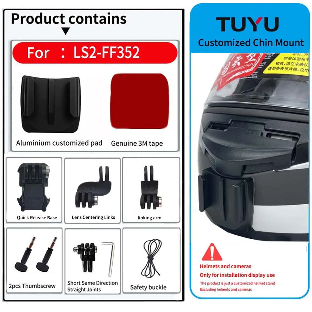 Casco de motocicleta personalizado premium TUYU LS2 MX701 ff 801358   Soporte de barbilla de aluminio para accesorios GoPro Hero10 Insta360 X2 3 DJI