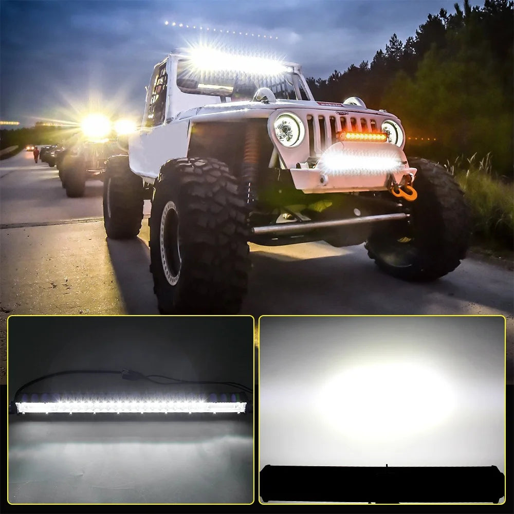 Barra de Luz LED 12D de 60W 120W 180W, Barra LED Super Delgada para Tractor, 4X4, Todoterreno, ATV, Camioneta, Luz de Trabajo LED, Lámpara de Conducción de 12V 24V