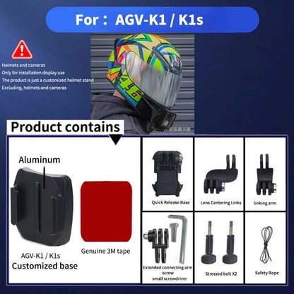 TUYU Premium casco de motocicleta personalizado Agv Pista GPRR K1 K5S K6luminium soporte de barbilla para GoPro Max Hero10 Insta360 One X2 R DJI