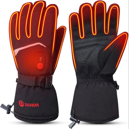 SNOW DEER-guantes calefactables de invierno para hombre y mujer, guantes térmicos de esquí para motocicletas eléctricas, cargador de batería recargable resistente al agua