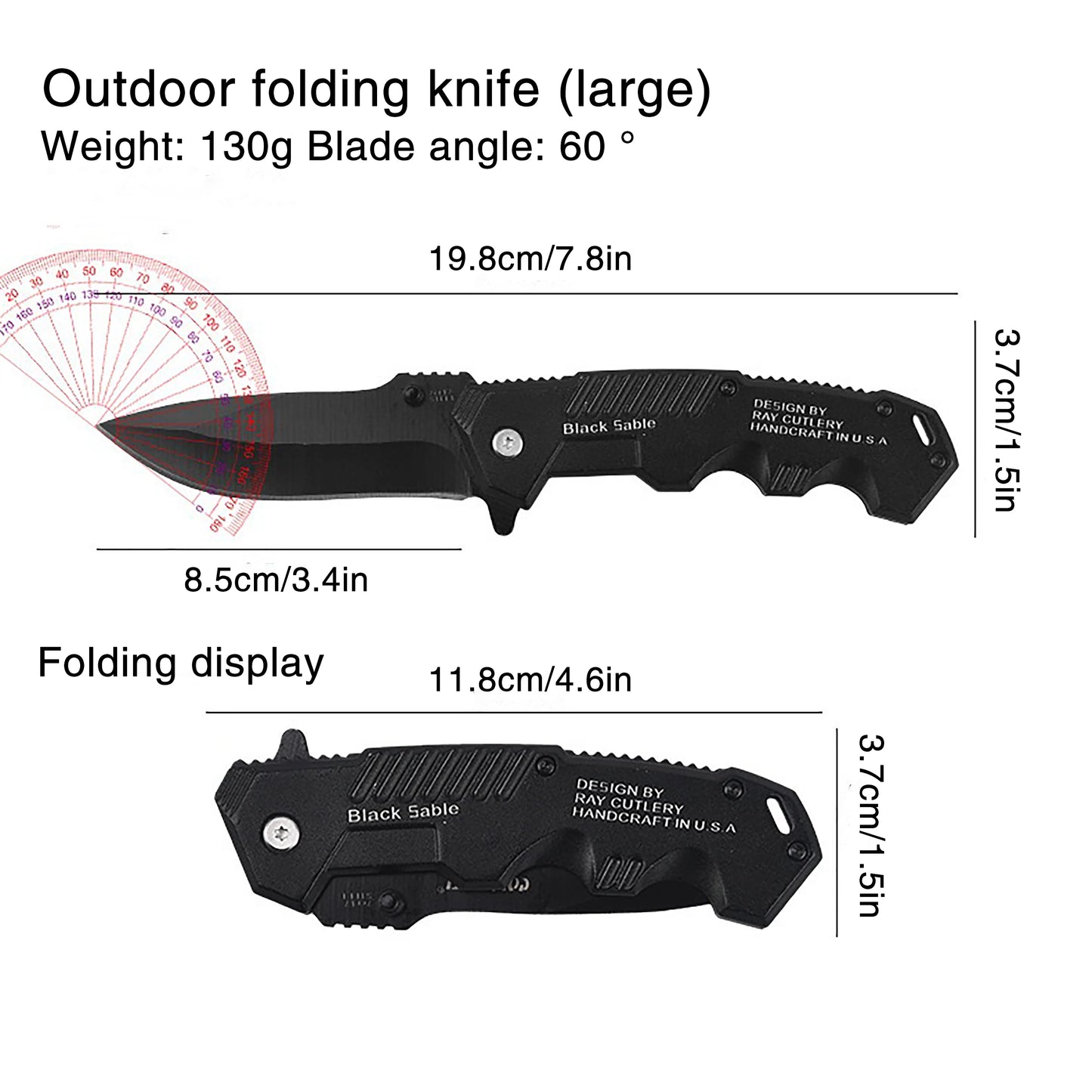 Cuchillo plegable práctico de acero inoxidable, cuchillo plegable de bolsillo EDC adecuado para acampar al aire libre, pescar, supervivencia y cazar