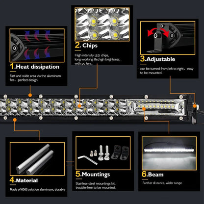 Barra de Luz LED 12D de 60W 120W 180W, Barra LED Super Delgada para Tractor, 4X4, Todoterreno, ATV, Camioneta, Luz de Trabajo LED, Lámpara de Conducción de 12V 24V