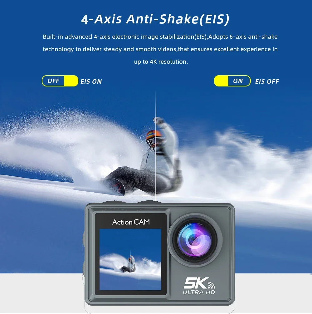 Cámara de acción 5K Pro WiFi cámara deportiva con Control remoto con EIS HD 1080P 60FPS bicicleta motocicletas casco cámaras de grabación de vídeo