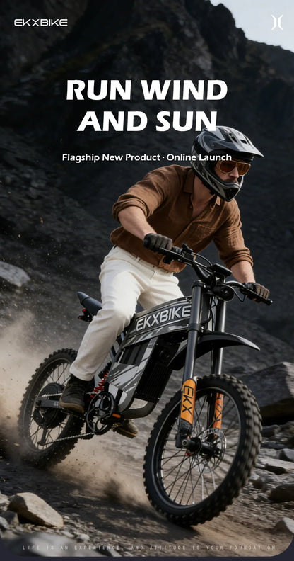 Bicicleta Eléctrica EKXBIKE TX1, Motores sin Escobillas de 6000W, Batería de Litio de 60V30AH, Velocidad de 80 km/h, Bicicleta Eléctrica Todoterreno para Adultos