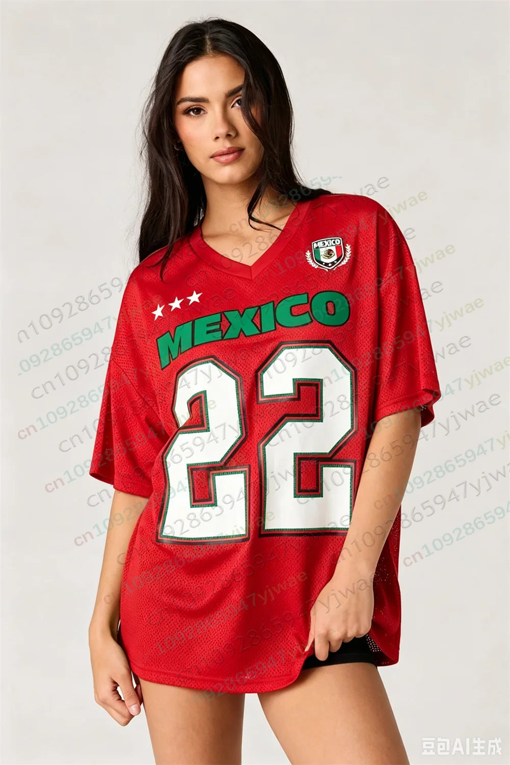 Camiseta de fútbol de malla de México 2026, estilo urbano holgado, manga corta, top Y2K, ropa deportiva de verano para adultos, camiseta de playa