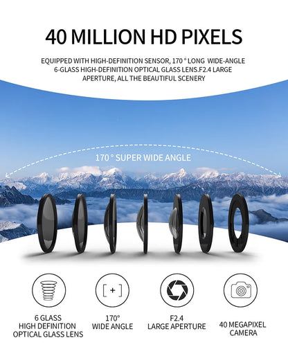 Mini cámara 4K HD 60FPS Wifi Deporte al aire libre 170 °   Cámara gran angular para casco de motocicleta y bicicleta, resistente al agua, con pantalla LED