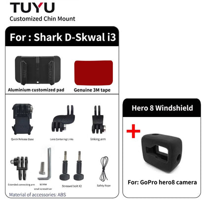 Soporte de barbilla para casco de motocicleta Shark D-Skwal i3 personalizado para GoPro Hero13, Insta360 OneX3, RS y accesorios para cámaras DJI Action