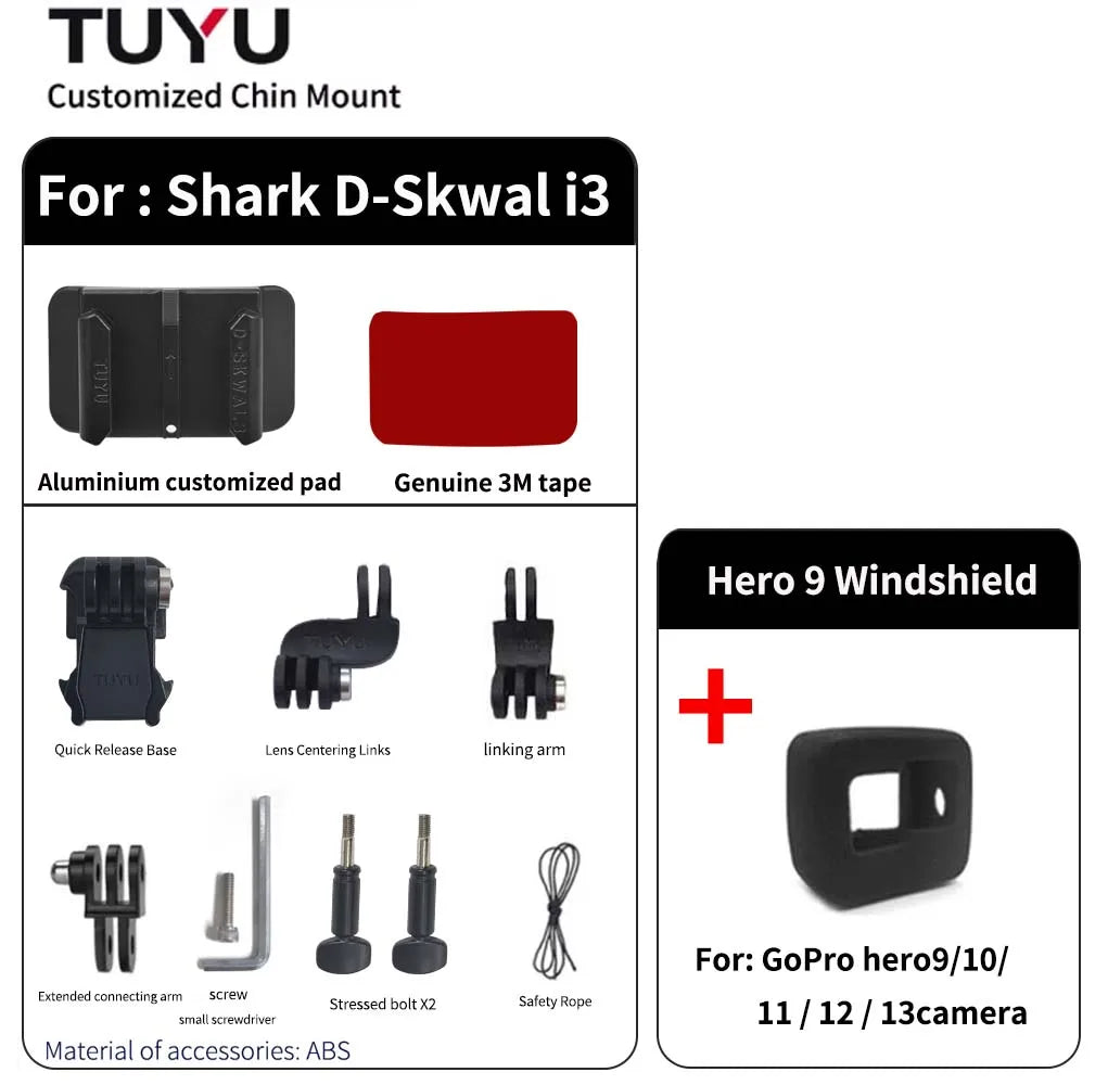 Soporte de barbilla para casco de motocicleta Shark D-Skwal i3 personalizado para GoPro Hero13, Insta360 OneX3, RS y accesorios para cámaras DJI Action