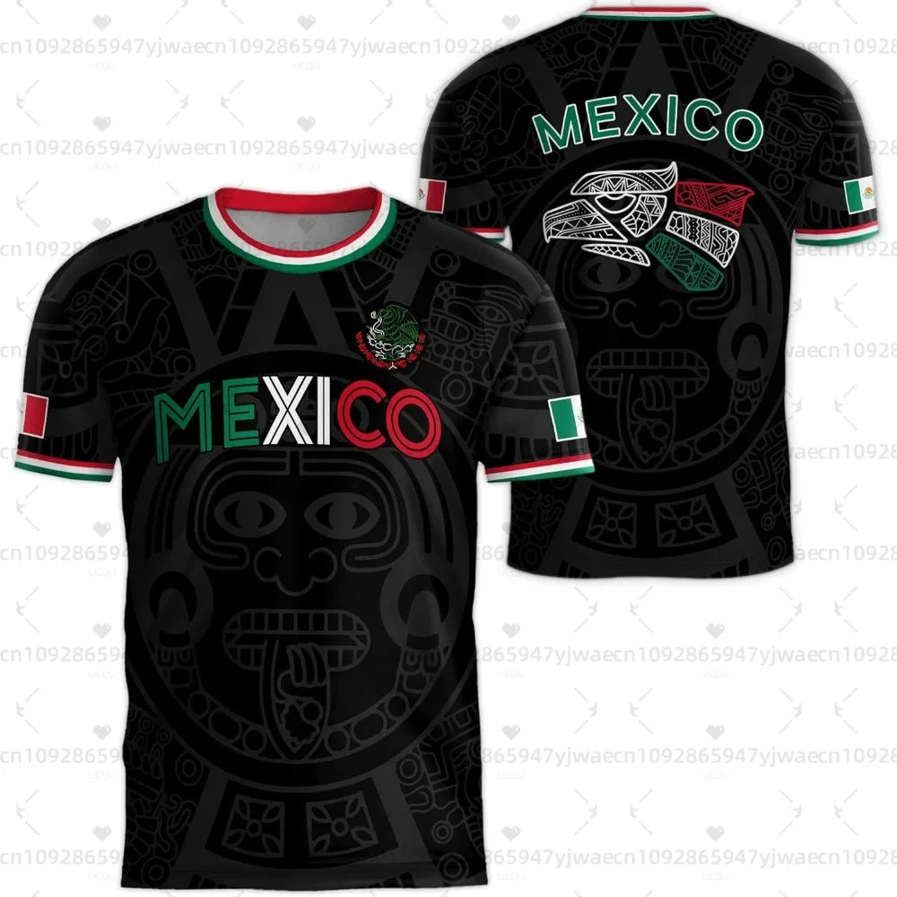 Camiseta con estampado de la bandera nacional de México para hombre, divertida camiseta con diseño de águila en 3D, manga corta, para deportes al aire libre, fútbol, informal, para la playa.