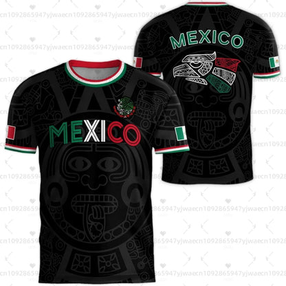 Camiseta con estampado de la bandera nacional de México para hombre, divertida camiseta con diseño de águila en 3D, manga corta, para deportes al aire libre, fútbol, informal, para la playa.