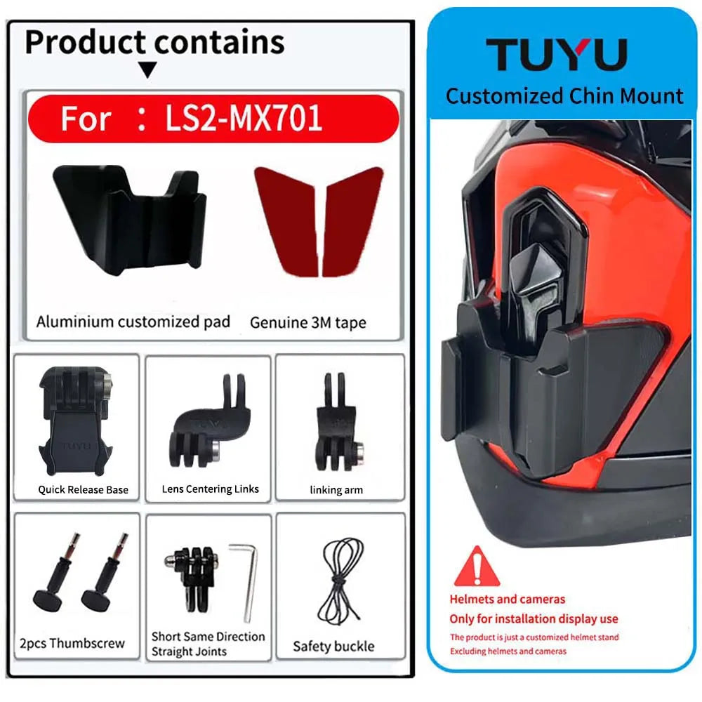 Casco de motocicleta personalizado premium TUYU LS2 MX701 ff 801358   Soporte de barbilla de aluminio para accesorios GoPro Hero10 Insta360 X2 3 DJI