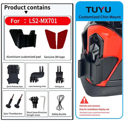 Casco de motocicleta personalizado premium TUYU LS2 MX701 ff 801358   Soporte de barbilla de aluminio para accesorios GoPro Hero10 Insta360 X2 3 DJI