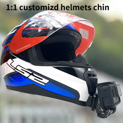 Casco de motocicleta personalizado premium TUYU LS2 MX701 ff 801358   Soporte de barbilla de aluminio para accesorios GoPro Hero10 Insta360 X2 3 DJI
