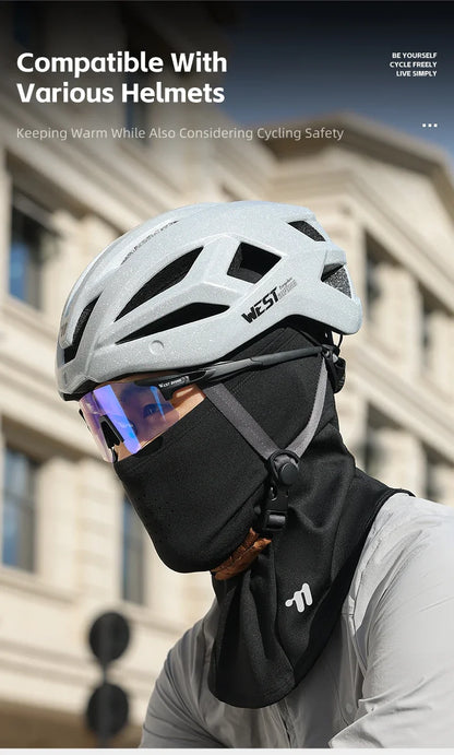 WEST BIKING-casco para bicicleta, pasamontañas cálido para ciclismo de invierno, cubierta para la cabeza a prueba de frío para exteriores, máscara facial completa, forro para casco de motocicleta