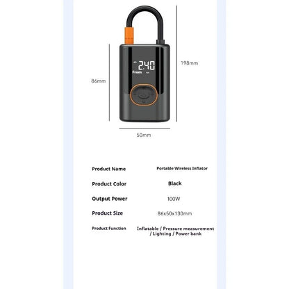 Arrancador de batería portátil para coche, 100W, 4000mAh, detección inteligente de presión de neumáticos para coches, motocicletas, bicicletas, banco de energía de bolas