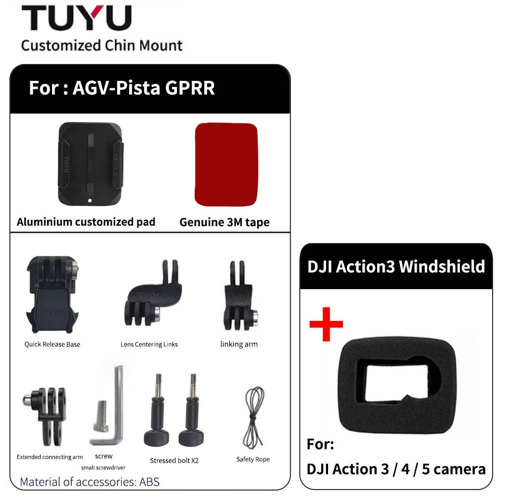 TUYU Premium casco de motocicleta personalizado Agv Pista GPRR K1 K5S K6luminium soporte de barbilla para GoPro Max Hero10 Insta360 One X2 R DJI