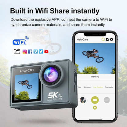 Cámara de acción 5K Pro WiFi cámara deportiva con Control remoto con EIS HD 1080P 60FPS bicicleta motocicletas casco cámaras de grabación de vídeo