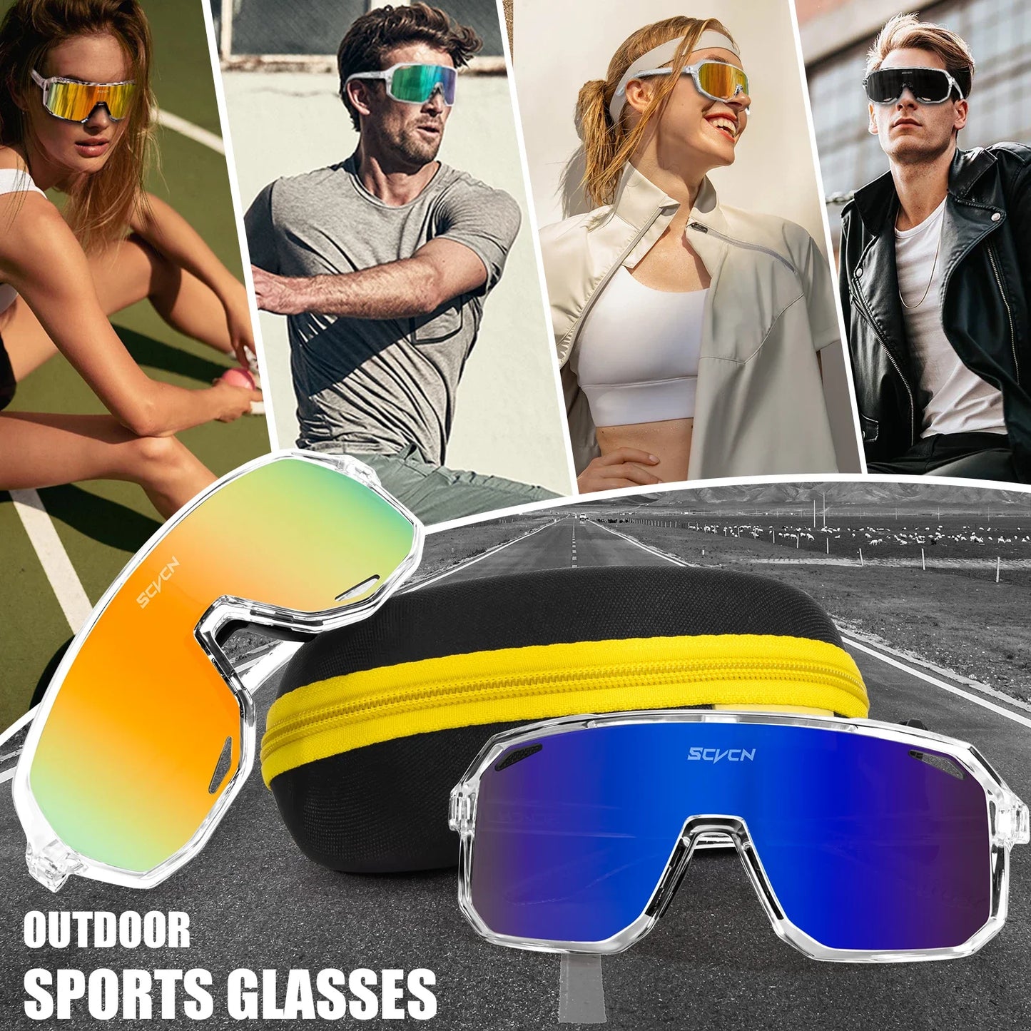 SCVCN gafas de sol de ciclismo para hombre, gafas de sol para conducir en carretera, deportes al aire libre, escalada de montaña, gafas de ciclismo UV400 para mujer