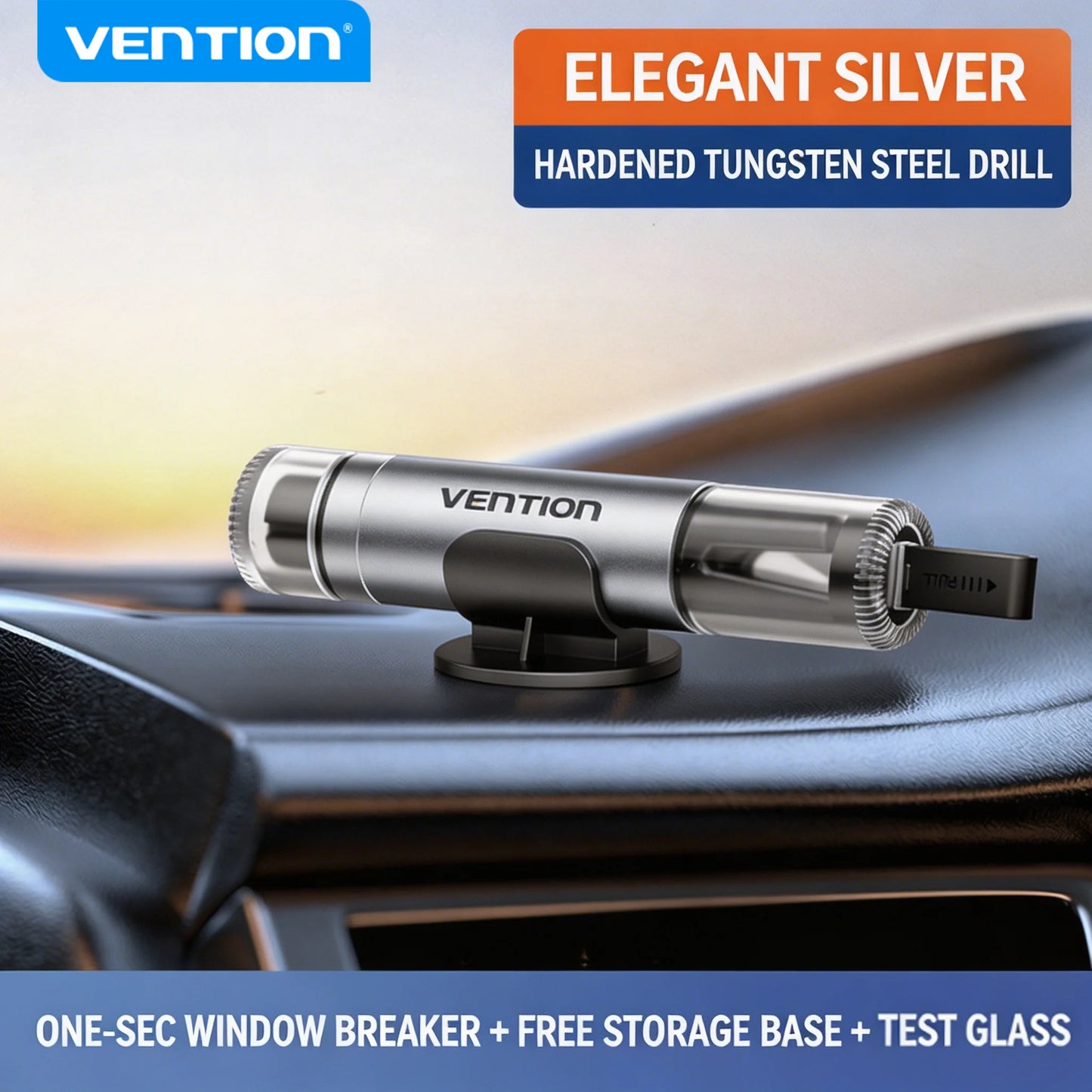 Vention-Martillo de seguridad para coche, rompevidrios de emergencia, cortador de cinturón de seguridad, herramienta de rescate 2 en 1 de acero de tungsteno de alta dureza, accesorio para automóvil