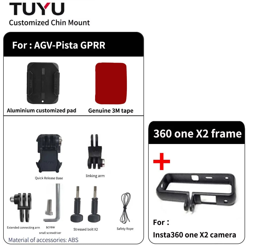 TUYU Premium casco de motocicleta personalizado Agv Pista GPRR K1 K5S K6luminium soporte de barbilla para GoPro Max Hero10 Insta360 One X2 R DJI