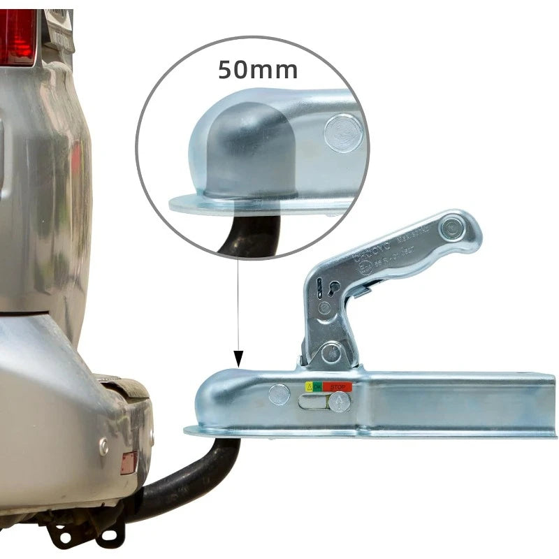 Acoplador de remolque de la UE para enganche de 50mm, bola cuadrada, canal de 60mm, piezas de RV, componentes de caravana, Enganche Remolque 800 kg 60 mm