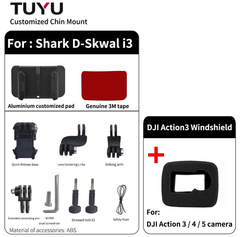 Soporte de barbilla para casco de motocicleta Shark D-Skwal i3 personalizado para GoPro Hero13, Insta360 OneX3, RS y accesorios para cámaras DJI Action