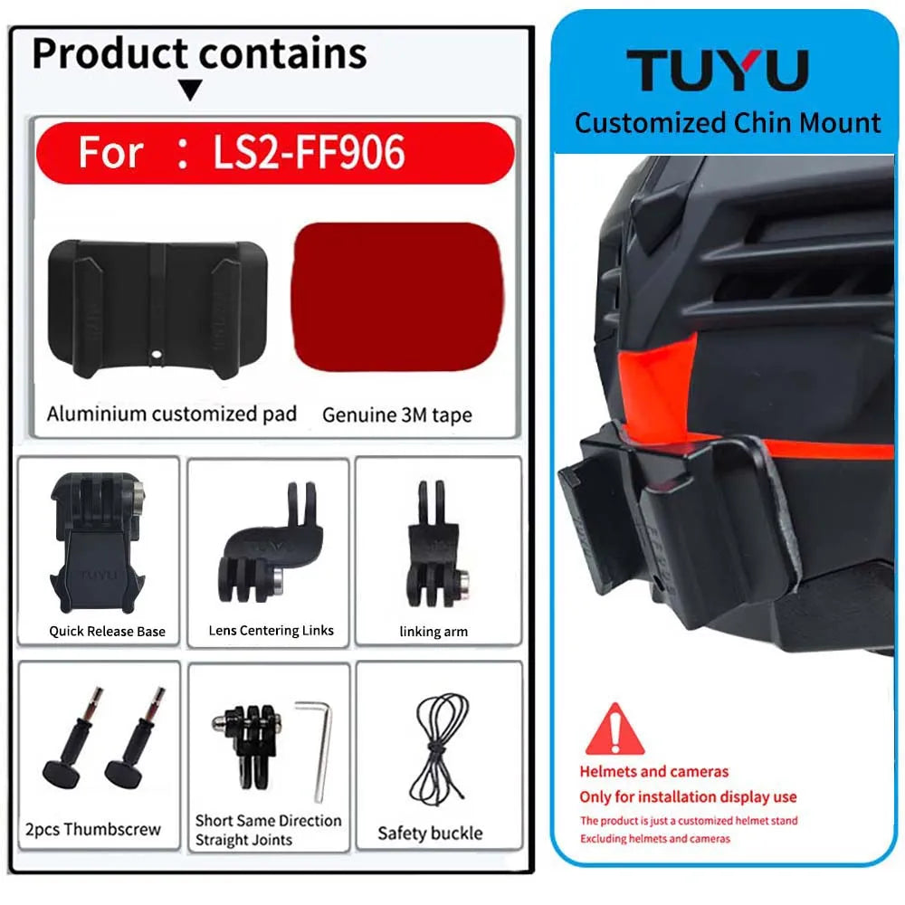 Casco de motocicleta personalizado premium TUYU LS2 MX701 ff 801358   Soporte de barbilla de aluminio para accesorios GoPro Hero10 Insta360 X2 3 DJI