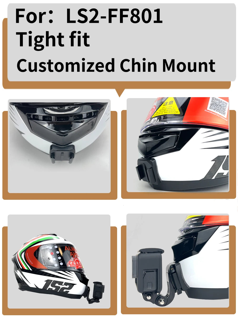 Casco de motocicleta personalizado premium TUYU LS2 MX701 ff 801358   Soporte de barbilla de aluminio para accesorios GoPro Hero10 Insta360 X2 3 DJI