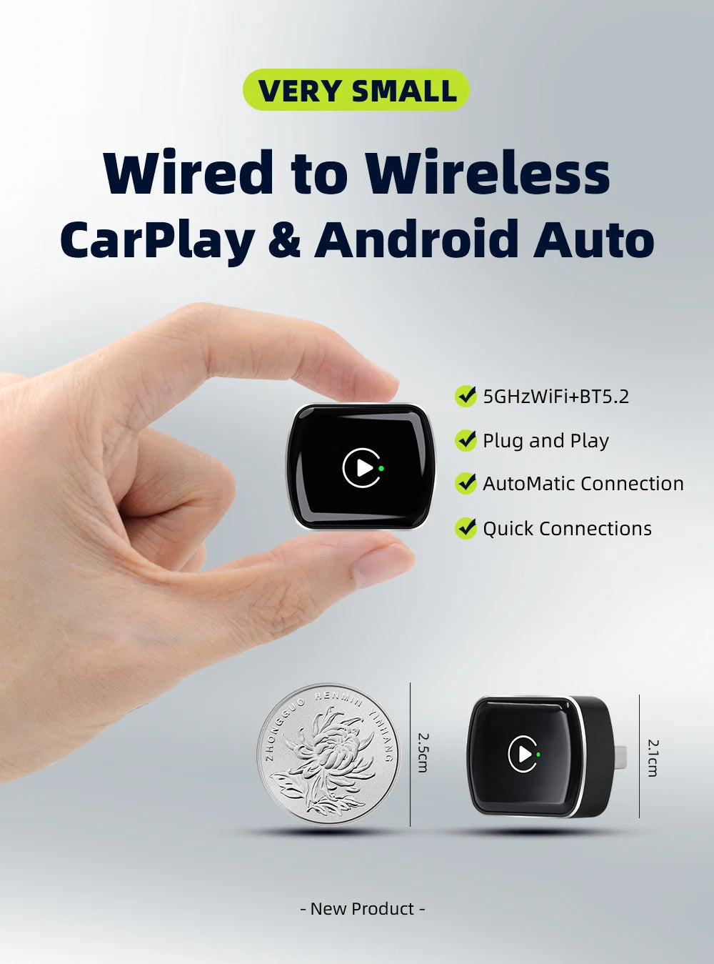 EKIY 2 en 1 con cable a Dongle CarPlay inalámbrico adaptador Android para coche sistemas inteligentes AI caja inteligente para coche con CarPlay con cable
