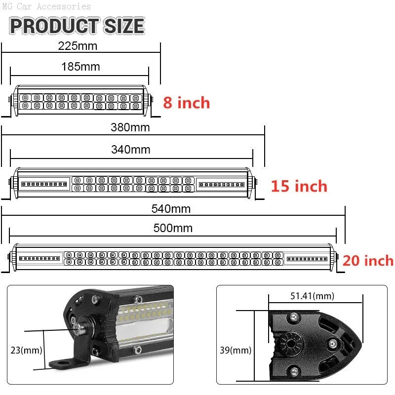 Barra de Luz LED de 5 Filas, 12 Pulgadas, 264W, Luz de Trabajo para Auto, Foco, Lámpara de Conducción para Todoterreno, Camioneta, SUV, ATV, Tractor, 4X4
