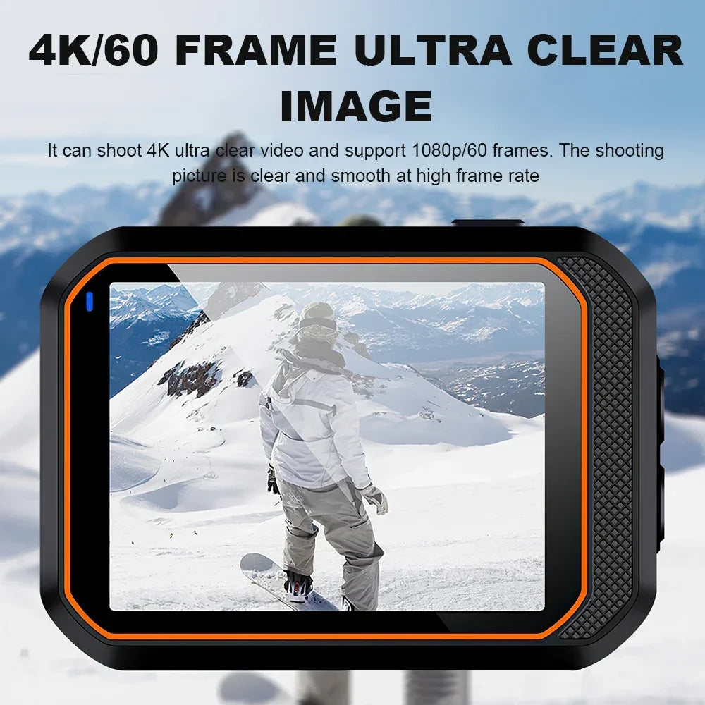 Mini cámara 4K HD 60FPS Wifi Deporte al aire libre 170 °   Cámara gran angular para casco de motocicleta y bicicleta, resistente al agua, con pantalla LED