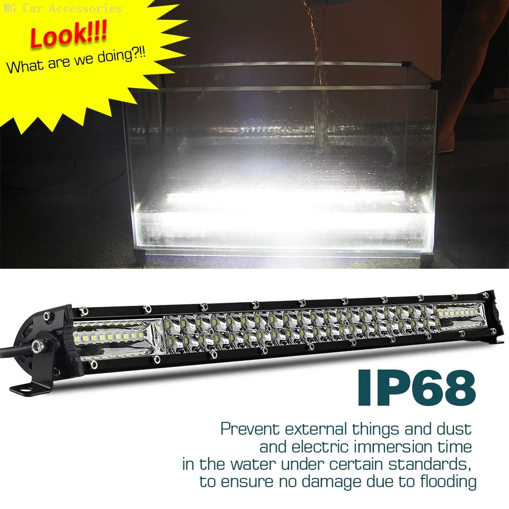 Barra de Luz LED de 5 Filas, 12 Pulgadas, 264W, Luz de Trabajo para Auto, Foco, Lámpara de Conducción para Todoterreno, Camioneta, SUV, ATV, Tractor, 4X4