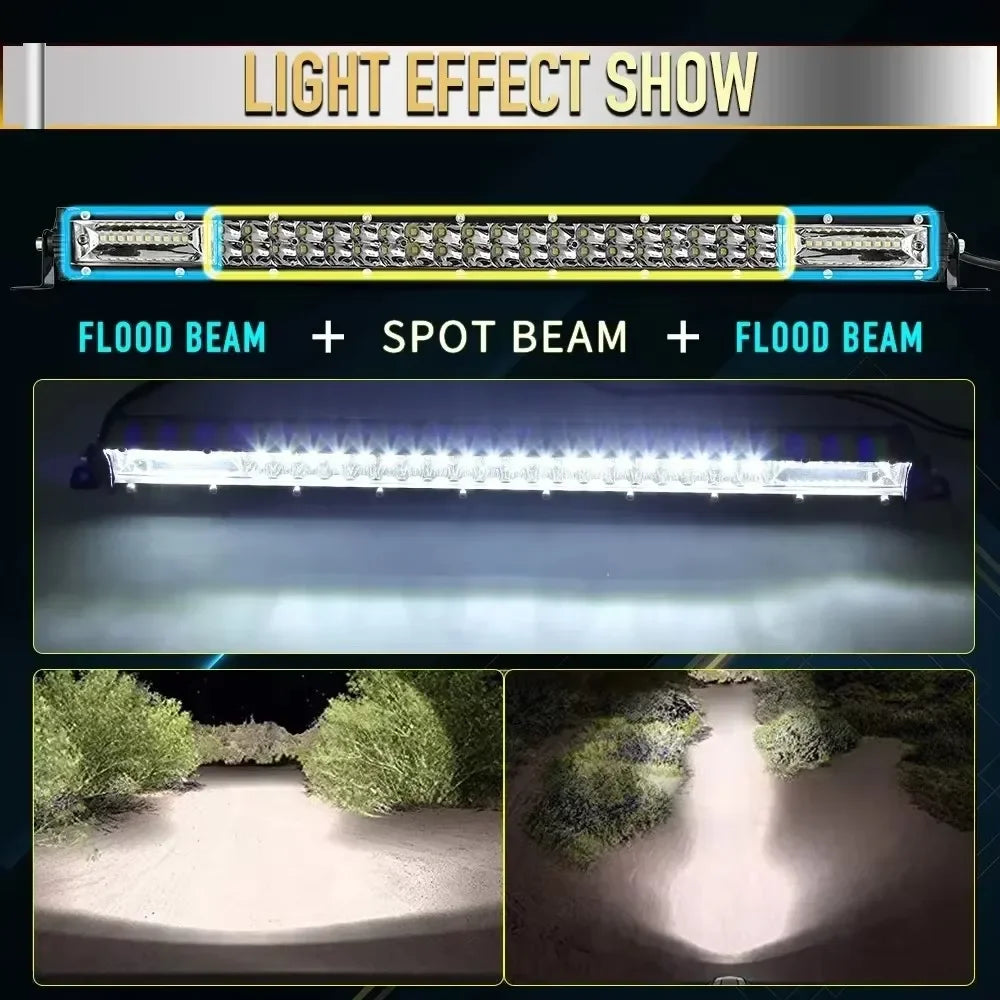 Barra de Luz LED 12D de 60W 120W 180W, Barra LED Super Delgada para Tractor, 4X4, Todoterreno, ATV, Camioneta, Luz de Trabajo LED, Lámpara de Conducción de 12V 24V