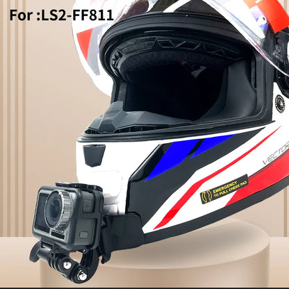 Casco de motocicleta personalizado premium TUYU LS2 MX701 ff 801358   Soporte de barbilla de aluminio para accesorios GoPro Hero10 Insta360 X2 3 DJI