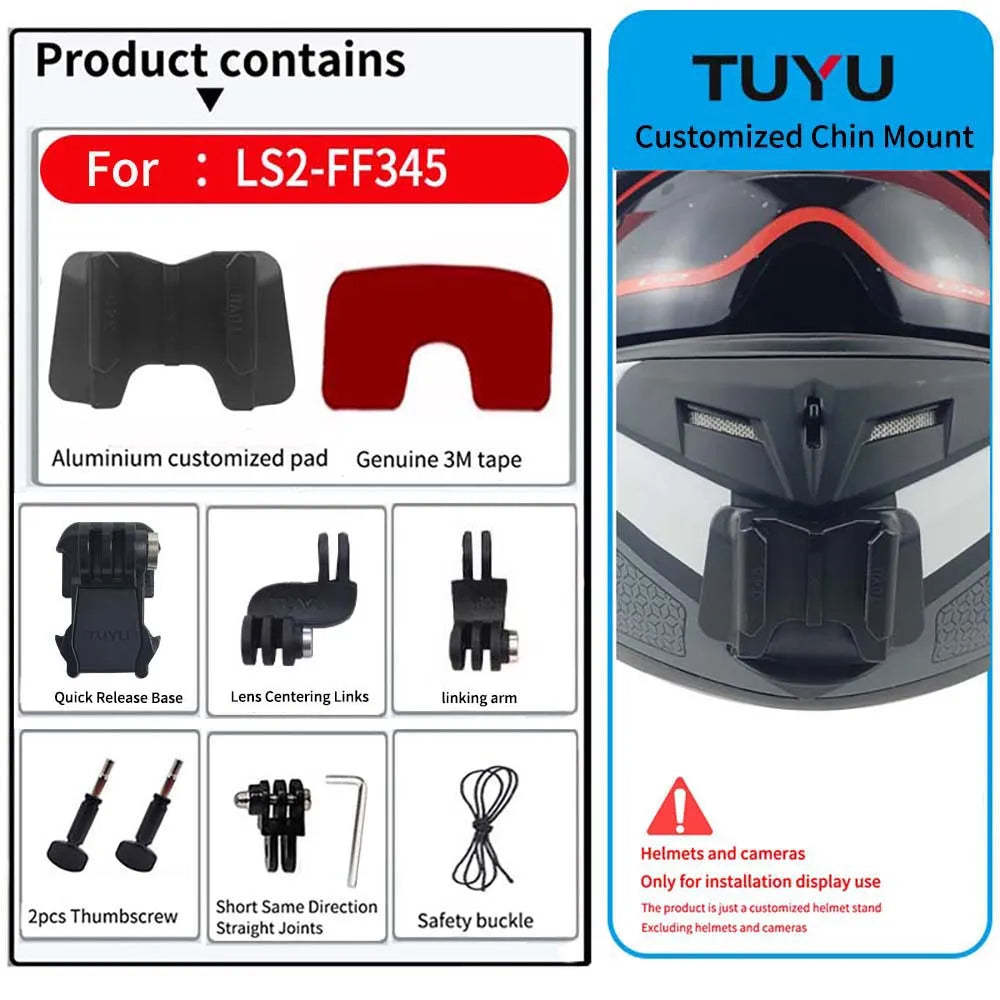 Casco de motocicleta personalizado premium TUYU LS2 MX701 ff 801358   Soporte de barbilla de aluminio para accesorios GoPro Hero10 Insta360 X2 3 DJI