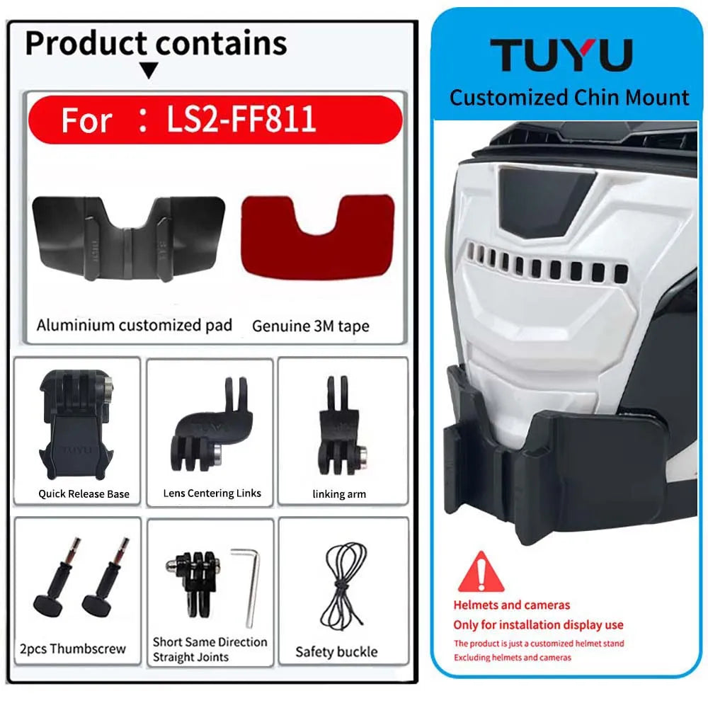 Casco de motocicleta personalizado premium TUYU LS2 MX701 ff 801358   Soporte de barbilla de aluminio para accesorios GoPro Hero10 Insta360 X2 3 DJI