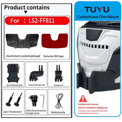 Casco de motocicleta personalizado premium TUYU LS2 MX701 ff 801358   Soporte de barbilla de aluminio para accesorios GoPro Hero10 Insta360 X2 3 DJI