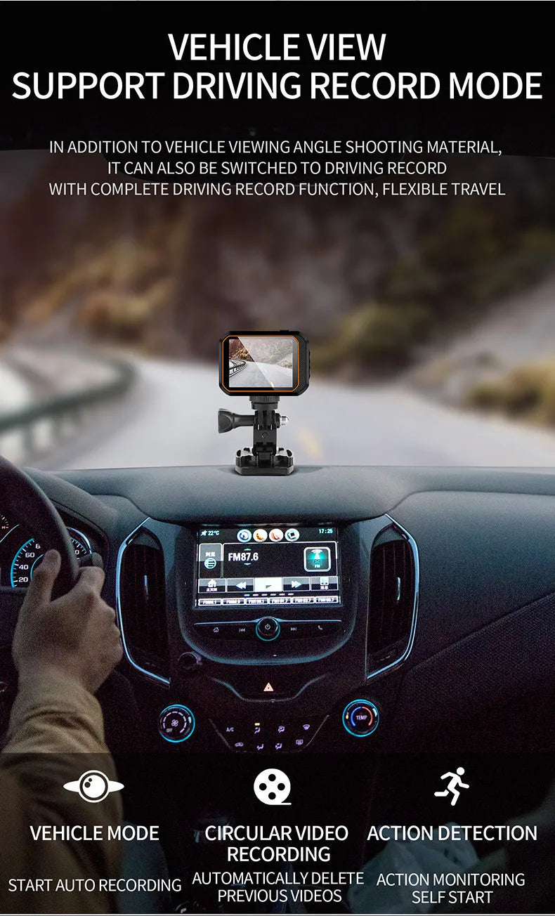 Mini cámara 4K HD 60FPS Wifi Deporte al aire libre 170 °   Cámara gran angular para casco de motocicleta y bicicleta, resistente al agua, con pantalla LED