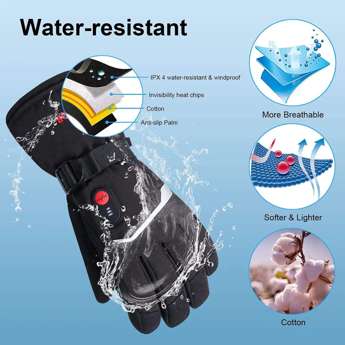 SNOW DEER-guantes calefactables de invierno para hombre y mujer, guantes térmicos de esquí para motocicletas eléctricas, cargador de batería recargable resistente al agua