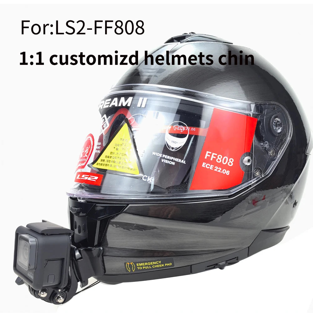Casco de motocicleta personalizado premium TUYU LS2 MX701 ff 801358   Soporte de barbilla de aluminio para accesorios GoPro Hero10 Insta360 X2 3 DJI