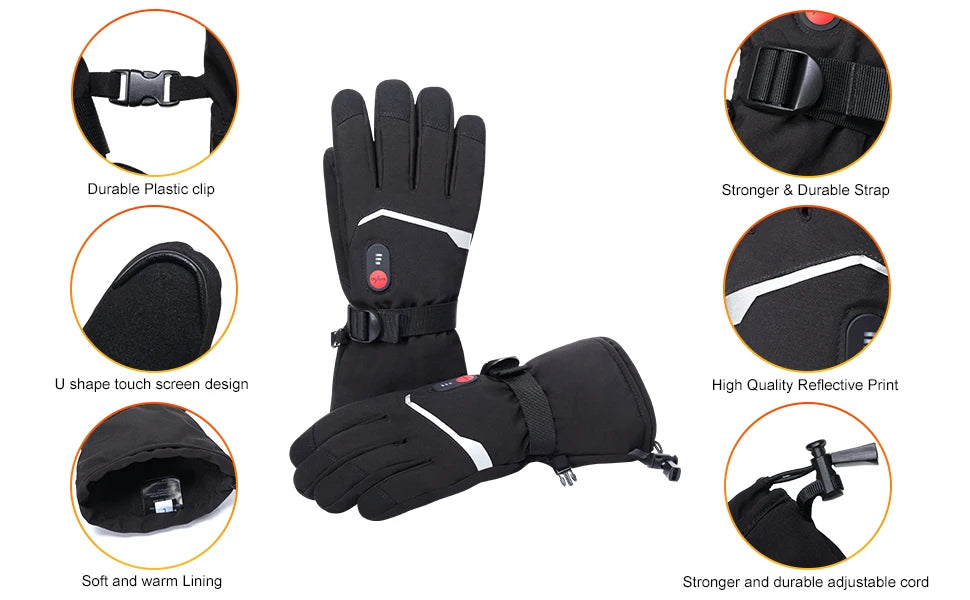 SNOW DEER-guantes calefactables de invierno para hombre y mujer, guantes térmicos de esquí para motocicletas eléctricas, cargador de batería recargable resistente al agua