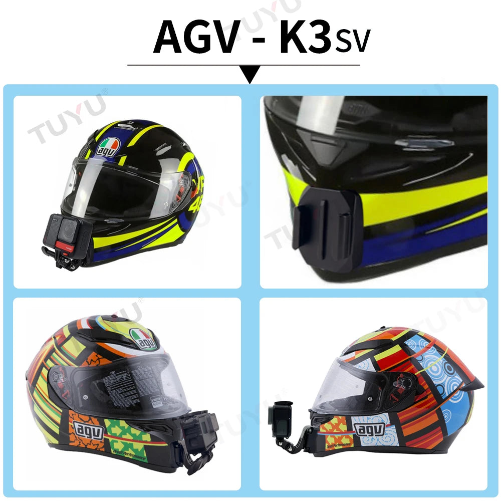 TUYU Premium casco de motocicleta personalizado Agv Pista GPRR K1 K5S K6luminium soporte de barbilla para GoPro Max Hero10 Insta360 One X2 R DJI