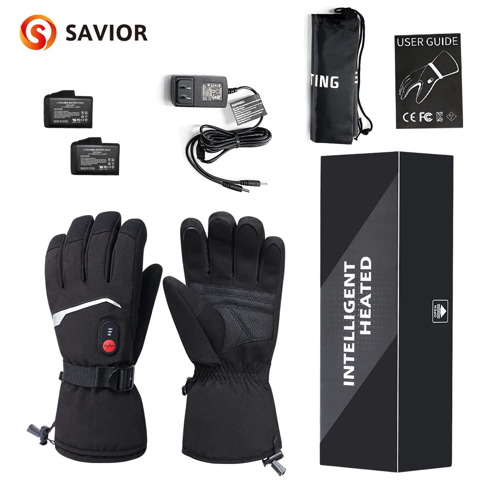 SNOW DEER-guantes calefactables de invierno para hombre y mujer, guantes térmicos de esquí para motocicletas eléctricas, cargador de batería recargable resistente al agua