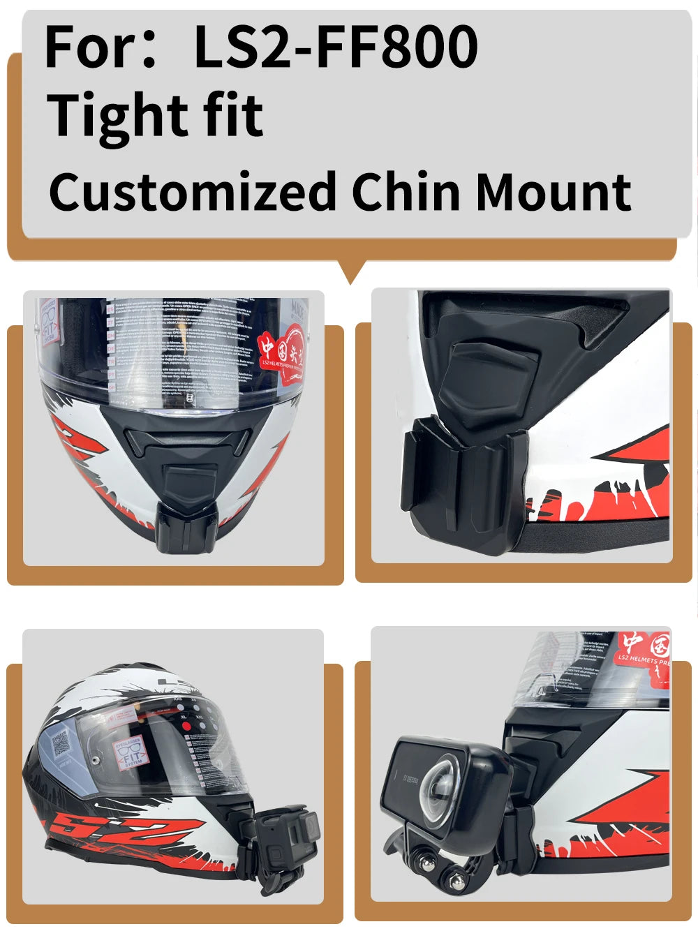 Casco de motocicleta personalizado premium TUYU LS2 MX701 ff 801358   Soporte de barbilla de aluminio para accesorios GoPro Hero10 Insta360 X2 3 DJI