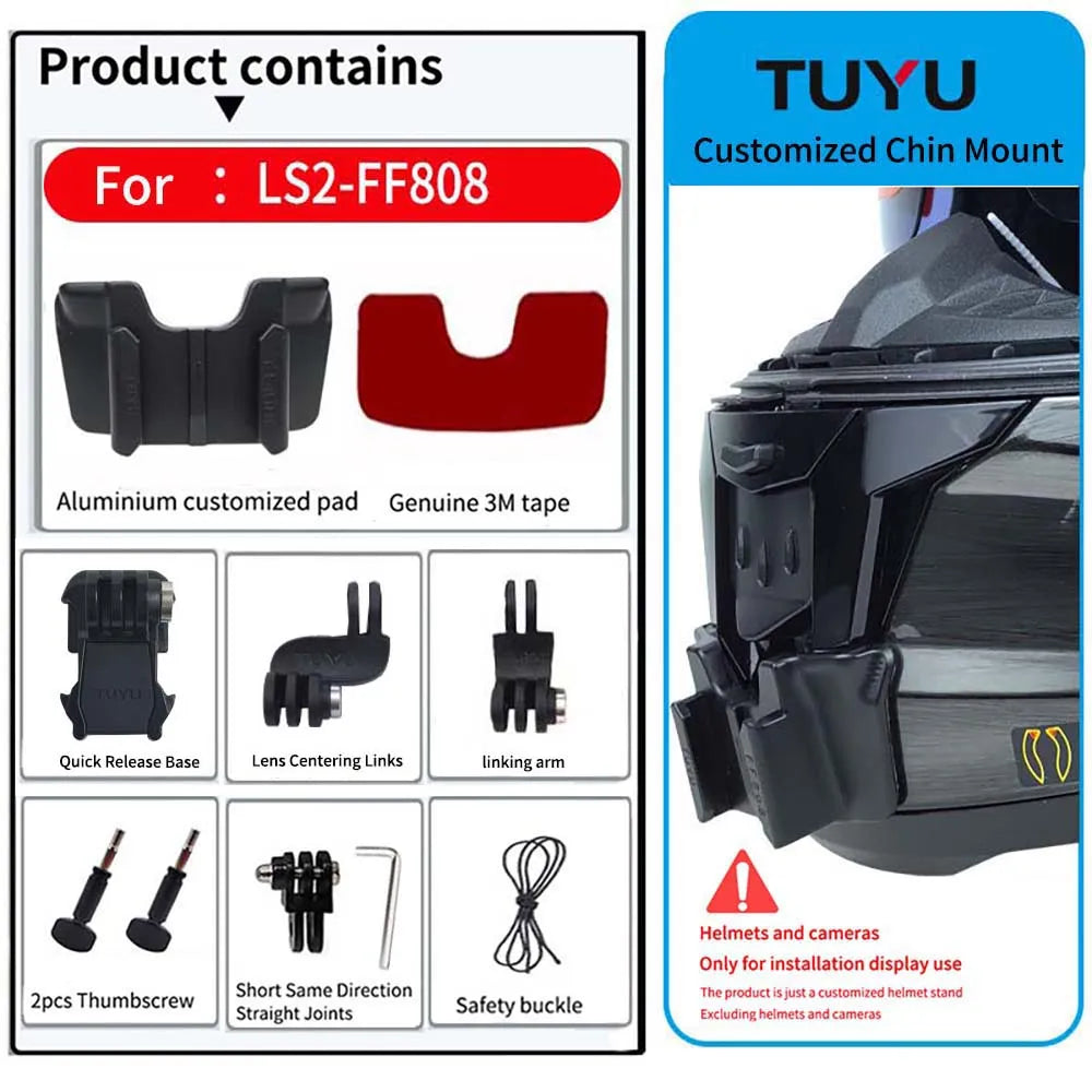 Casco de motocicleta personalizado premium TUYU LS2 MX701 ff 801358   Soporte de barbilla de aluminio para accesorios GoPro Hero10 Insta360 X2 3 DJI