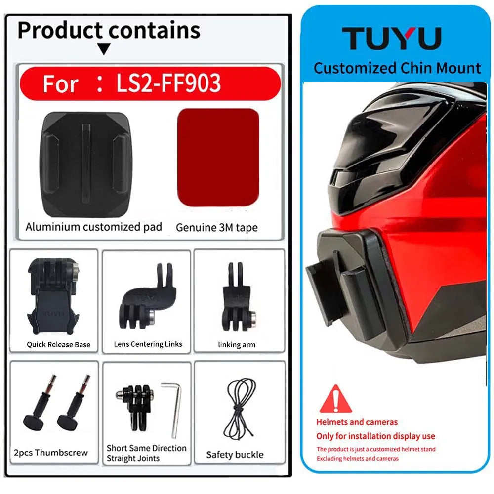 Casco de motocicleta personalizado premium TUYU LS2 MX701 ff 801358   Soporte de barbilla de aluminio para accesorios GoPro Hero10 Insta360 X2 3 DJI